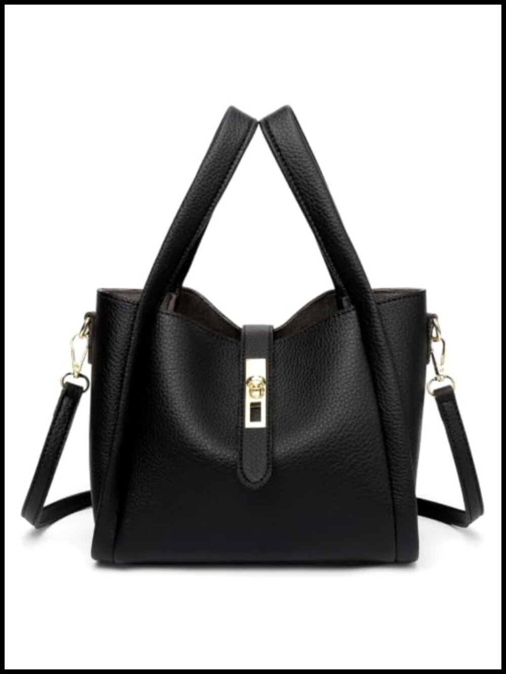 Vegan Leather Mini Bucket Handbag with Removable Strap